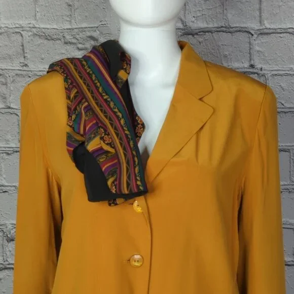 Silk Boutique Yellow Button Blouse with Vest, Women's 10 - Picture 4 of 11